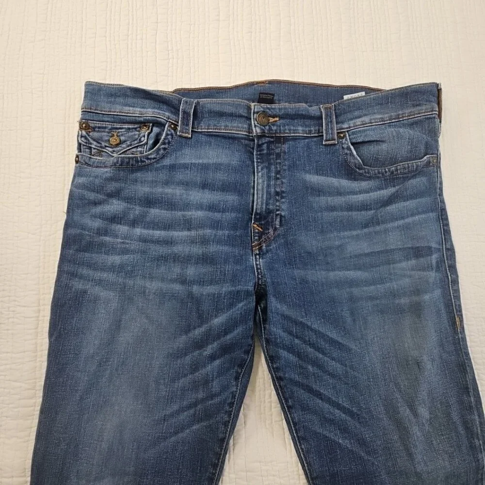 True Religion Jeans‎ Men's 42x31 Blue Straight Denim Faded Whiskers Streetwear